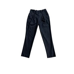 DKNY Black Faux Leather High Waisted Pleated Tapered Pants Womens Size 4